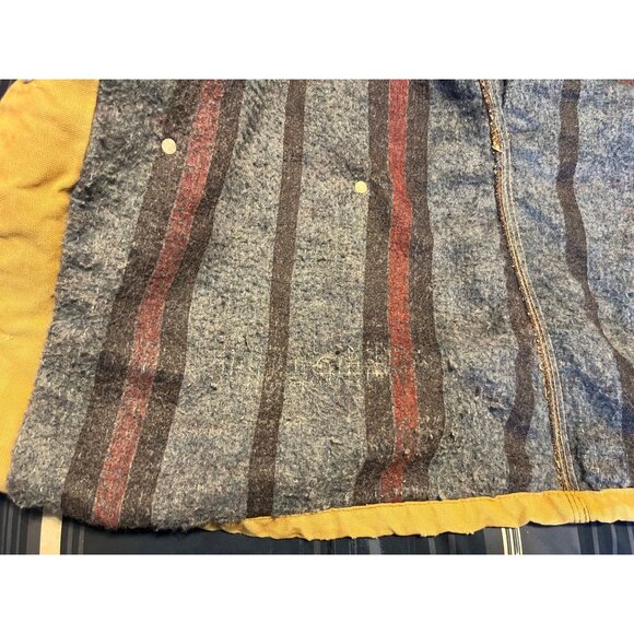 VTG Carhartt Barn Chore Tan Jacket Blanket Lined Work Coat HD Canvas Mens - Picture 8 of 16